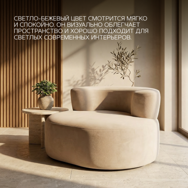 Бескаркасный пуф Round светло-бежевый мягкая мебель для отдыха