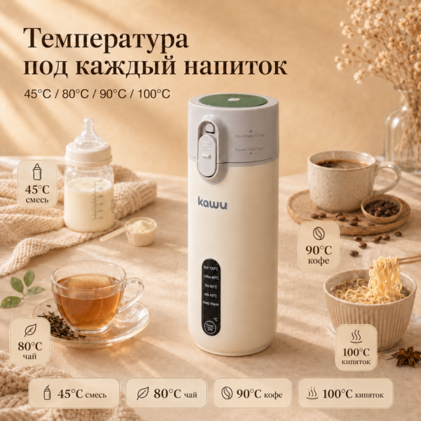 Портативный термос с функцией кипячения воды