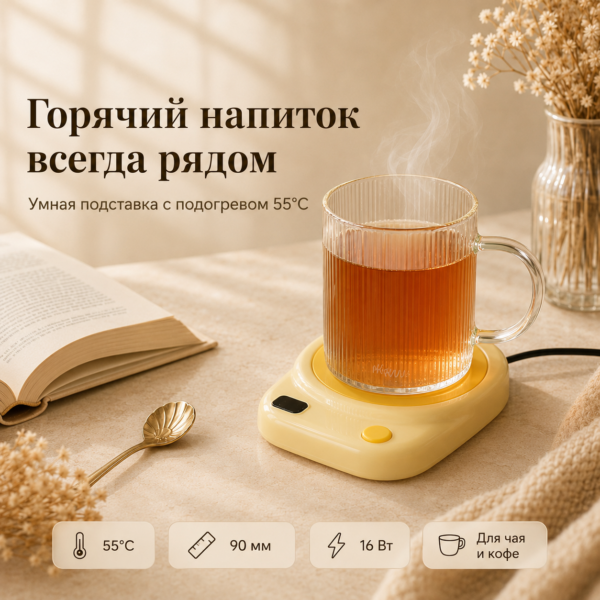 Кружка с умной подставкой для подогрева