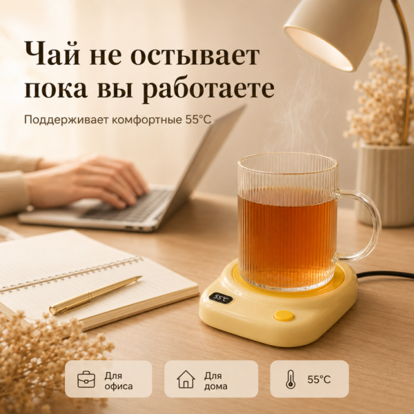 Кружка с умной подставкой для подогрева